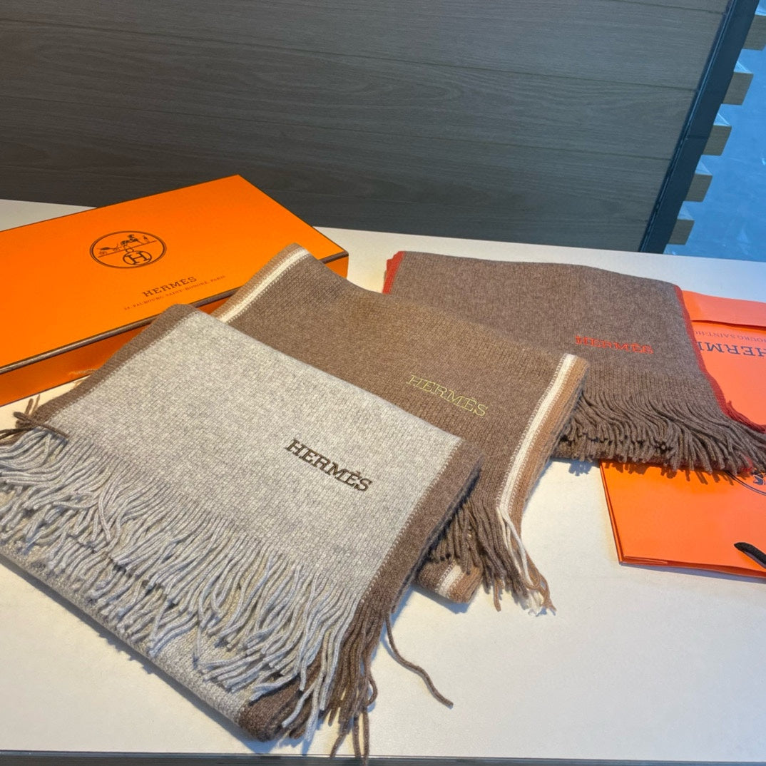 Scarf 180 CM In Grey Mix Brown Cashmere 376518