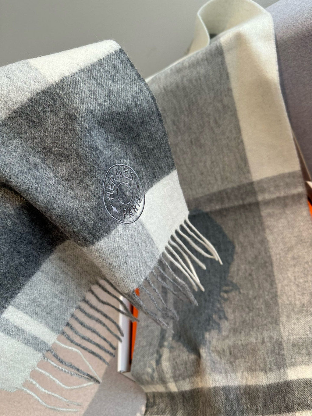 Scarf 180 CM In Grey Black Mix White Cashmere  381230
