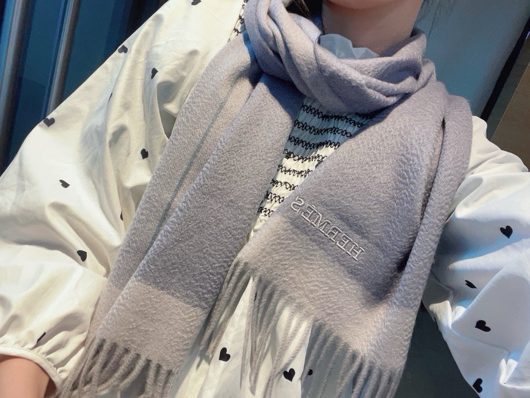Scarf 180 CM In Grey Blue Mix Grey White Cashmere  398201
