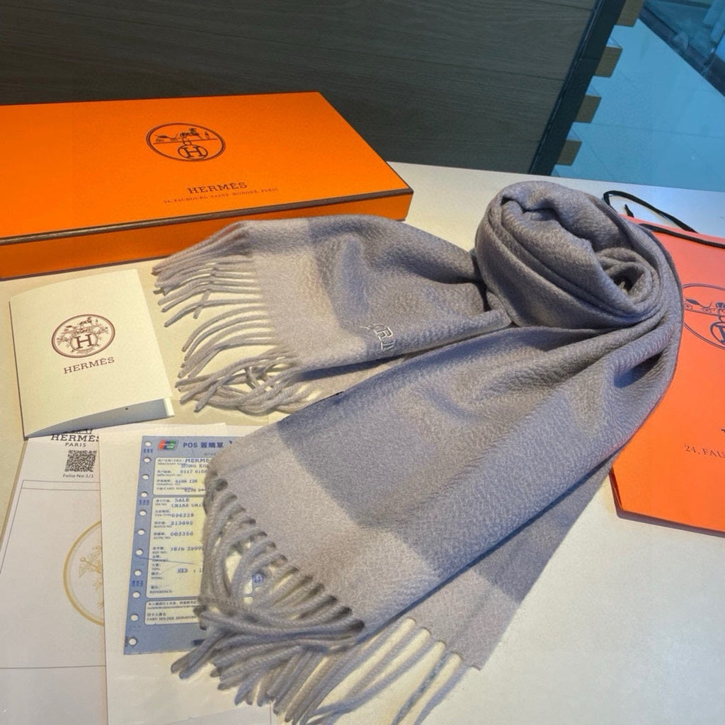 Scarf 180 CM In Grey Blue Mix Grey White Cashmere  398201