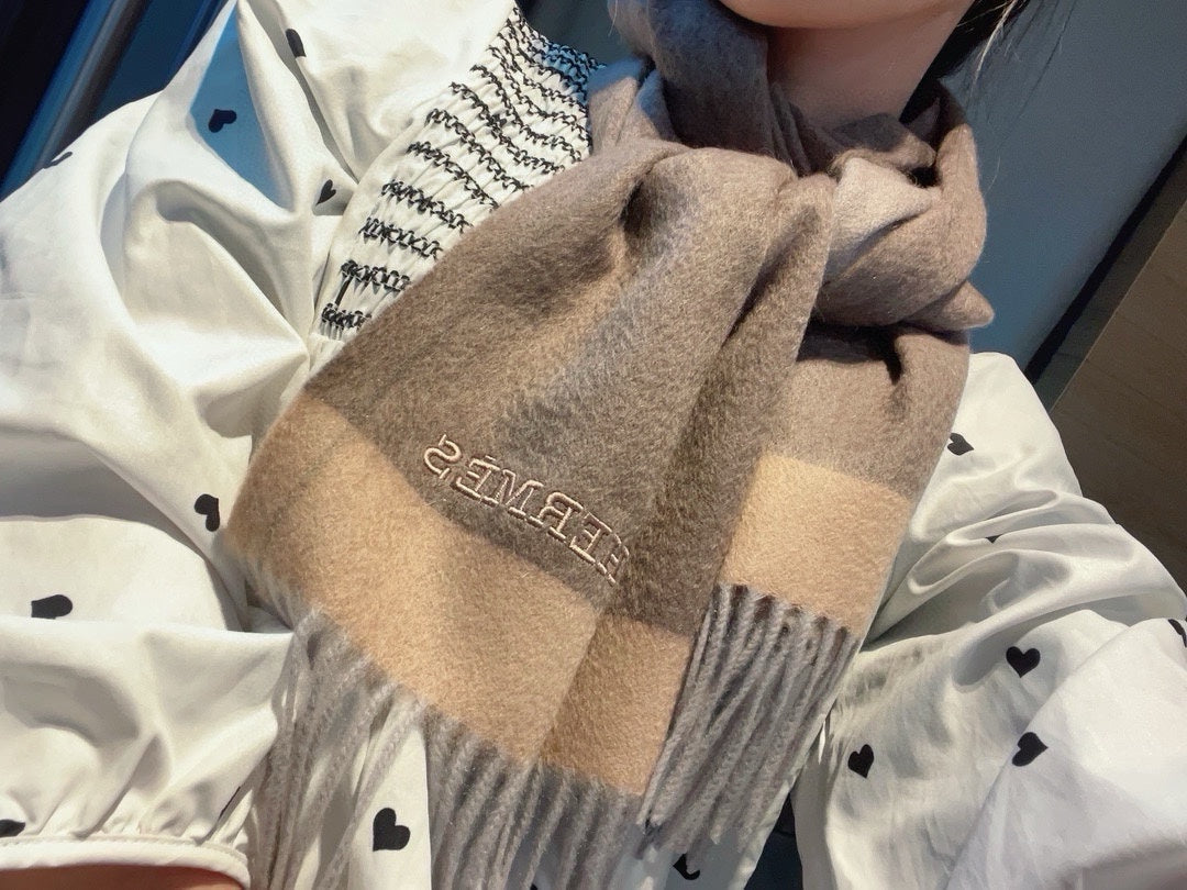Scarf 180 CM In Brown Mix Beige Cashmere  398203