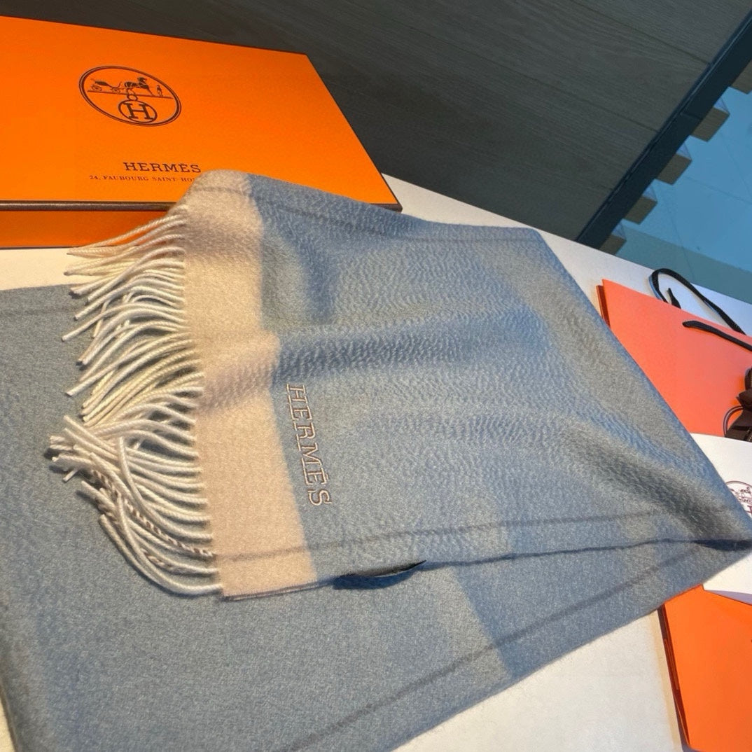 Scarf 180 CM In Grey Blue Mix Beige Cashmere  398204