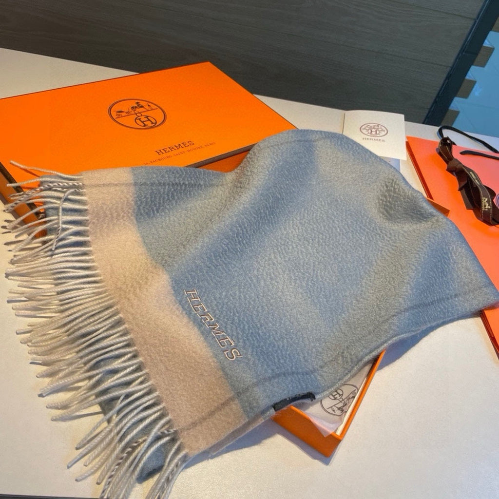 Scarf 180 CM In Grey Blue Mix Beige Cashmere  398204