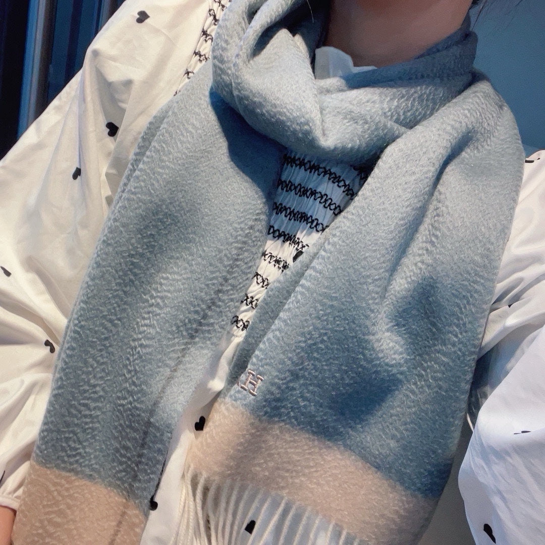 Scarf 180 CM In Grey Blue Mix Beige Cashmere  398204