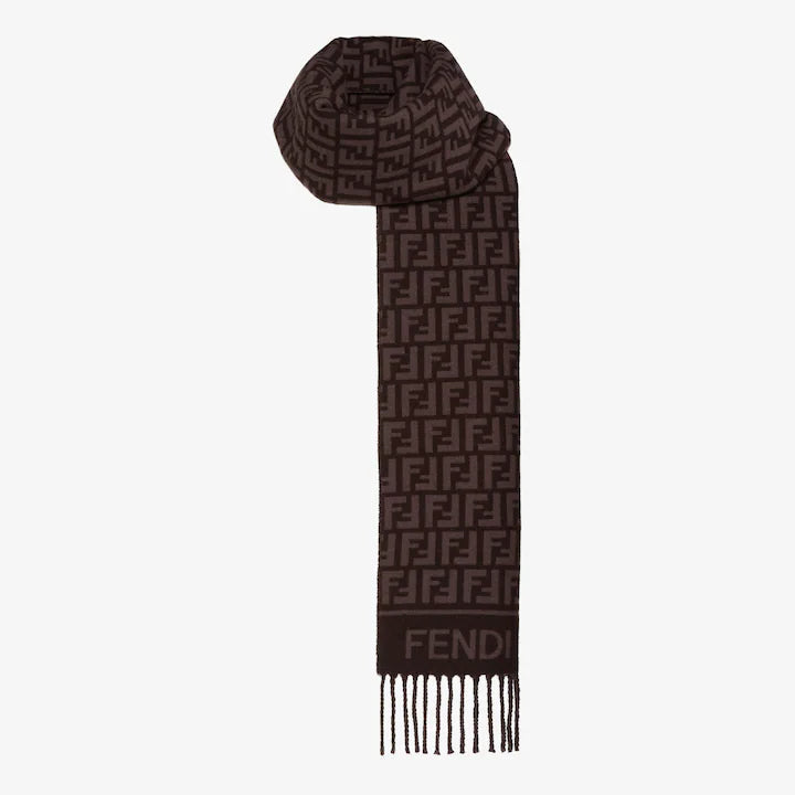 FF 200CM Scarf Dark Brown Wool Cashmere 103252