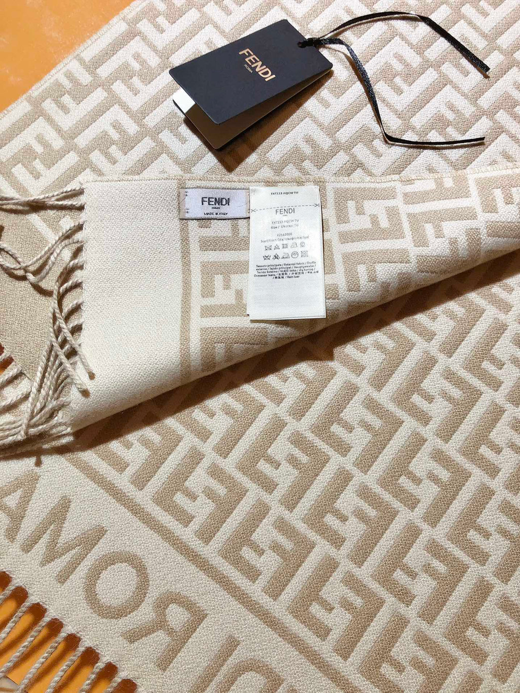 FF 200CM Scarf Beige Wool Cashmere 103255