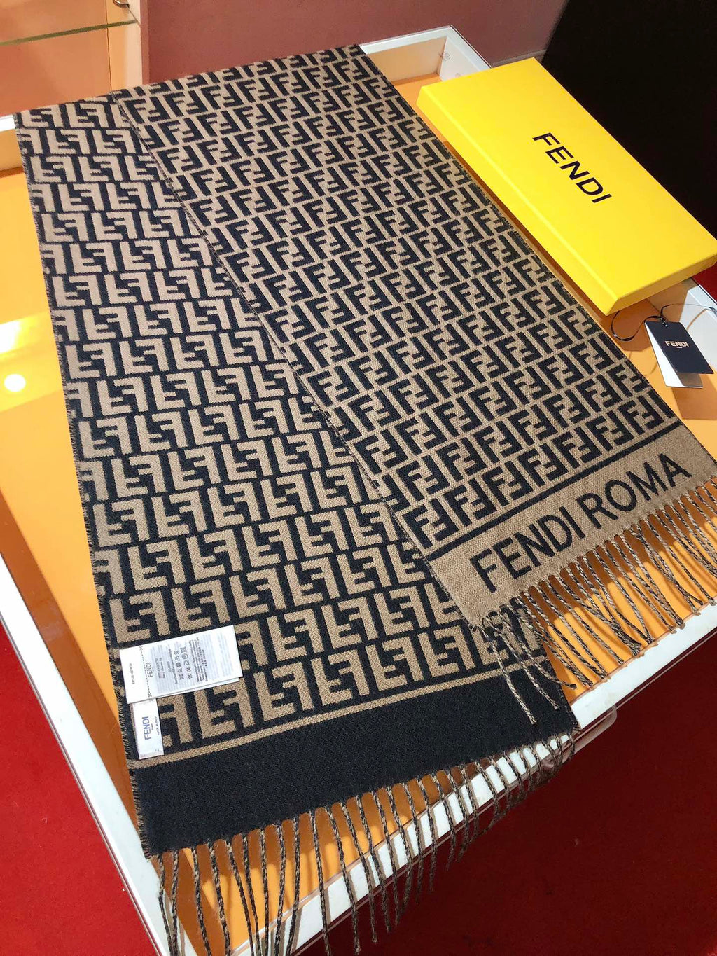 FF 200CM Scarf Brown Wool Cashmere 103254