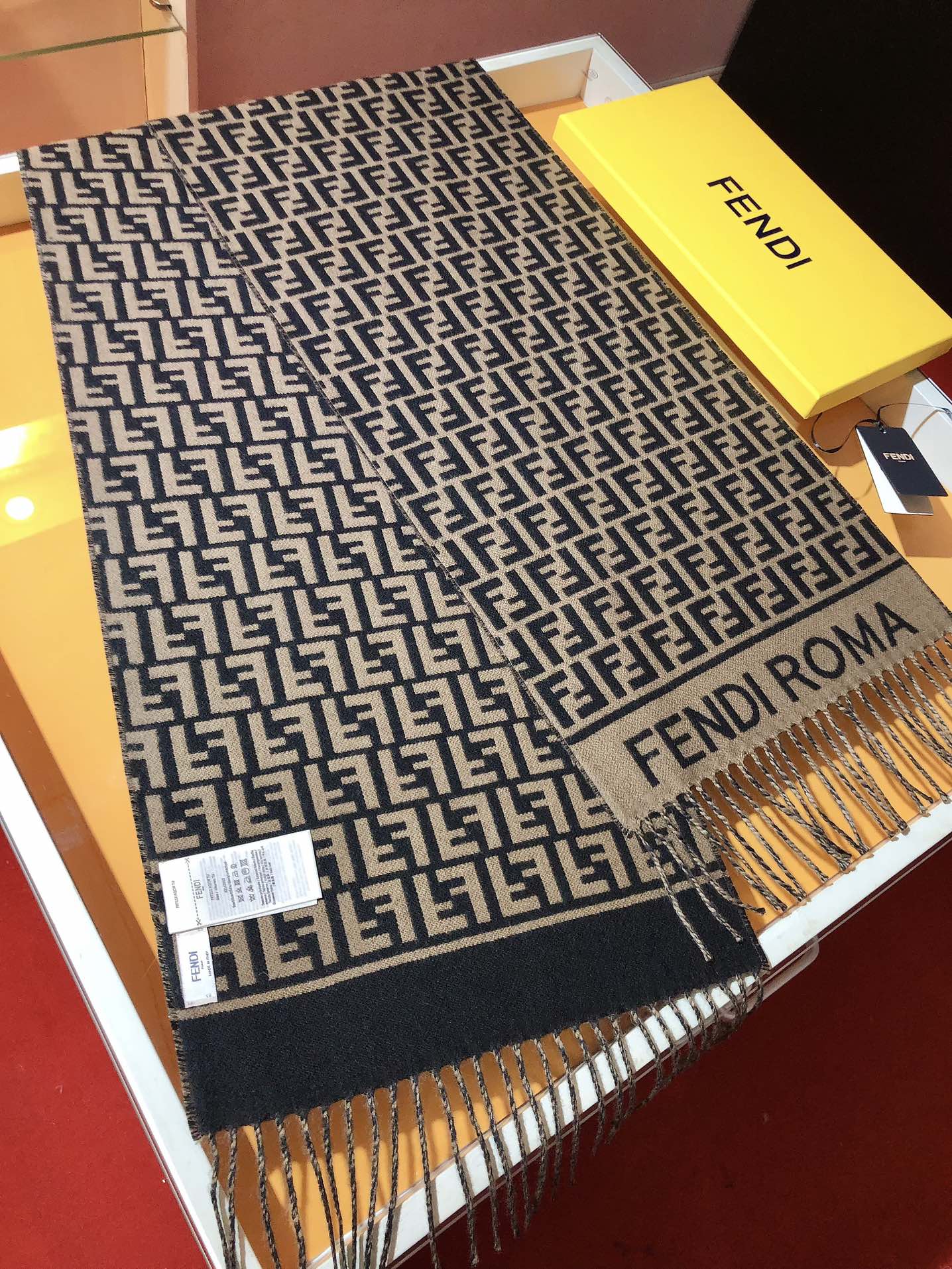 FF 200CM Scarf Brown Wool Cashmere 103254