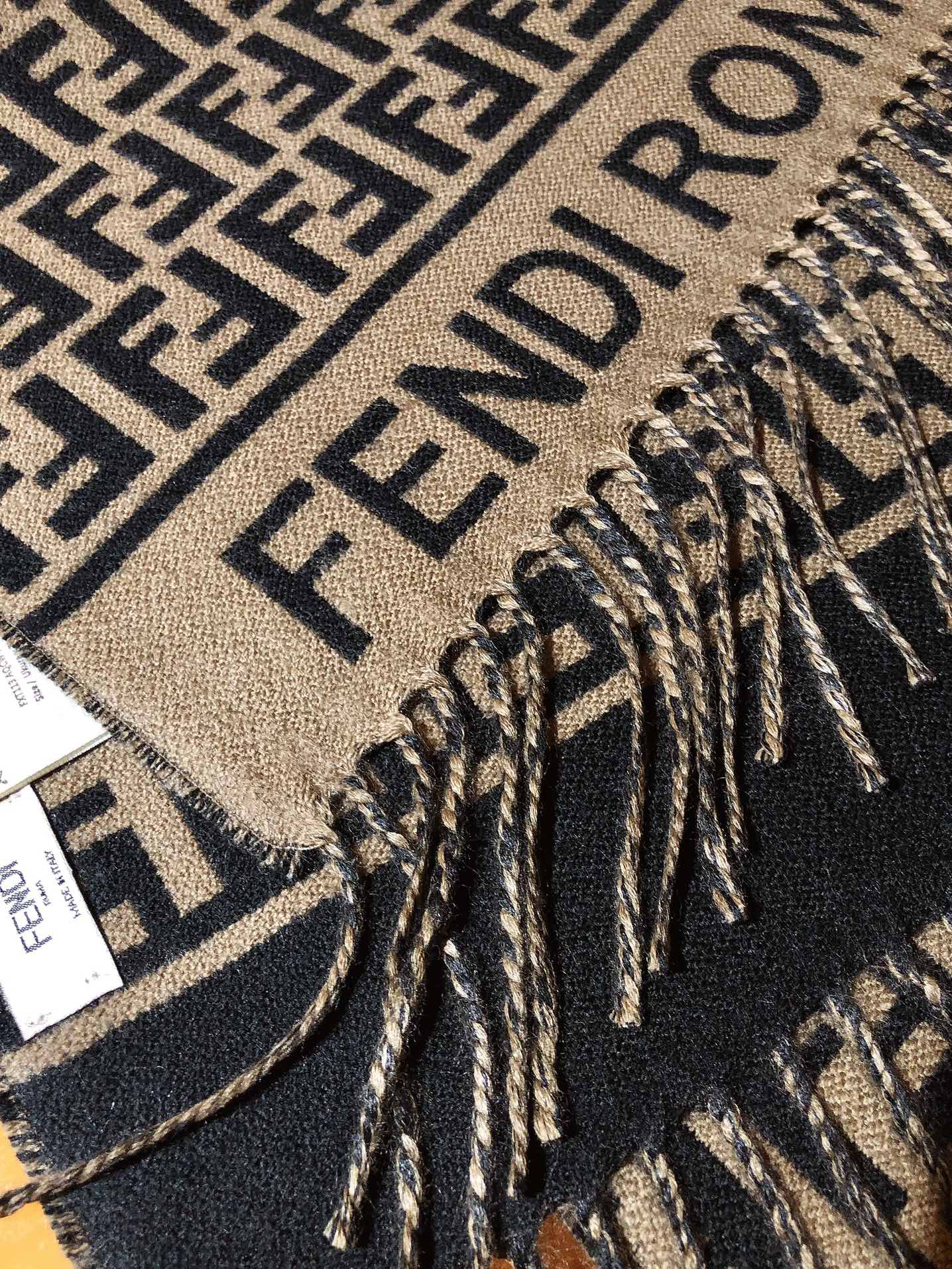 FF 200CM Scarf Brown Wool Cashmere 103254