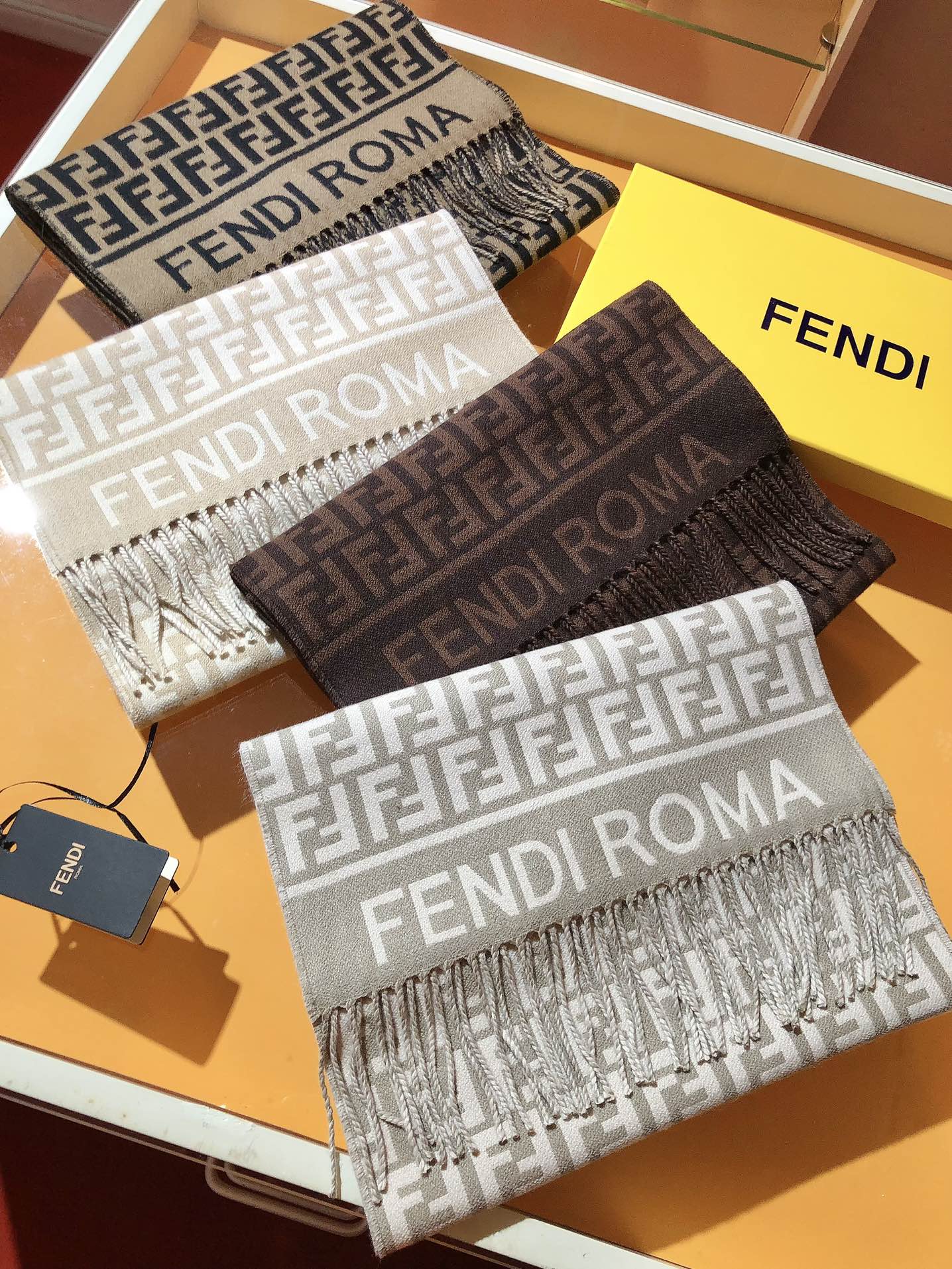 FF 200CM Scarf Brown Wool Cashmere 103254