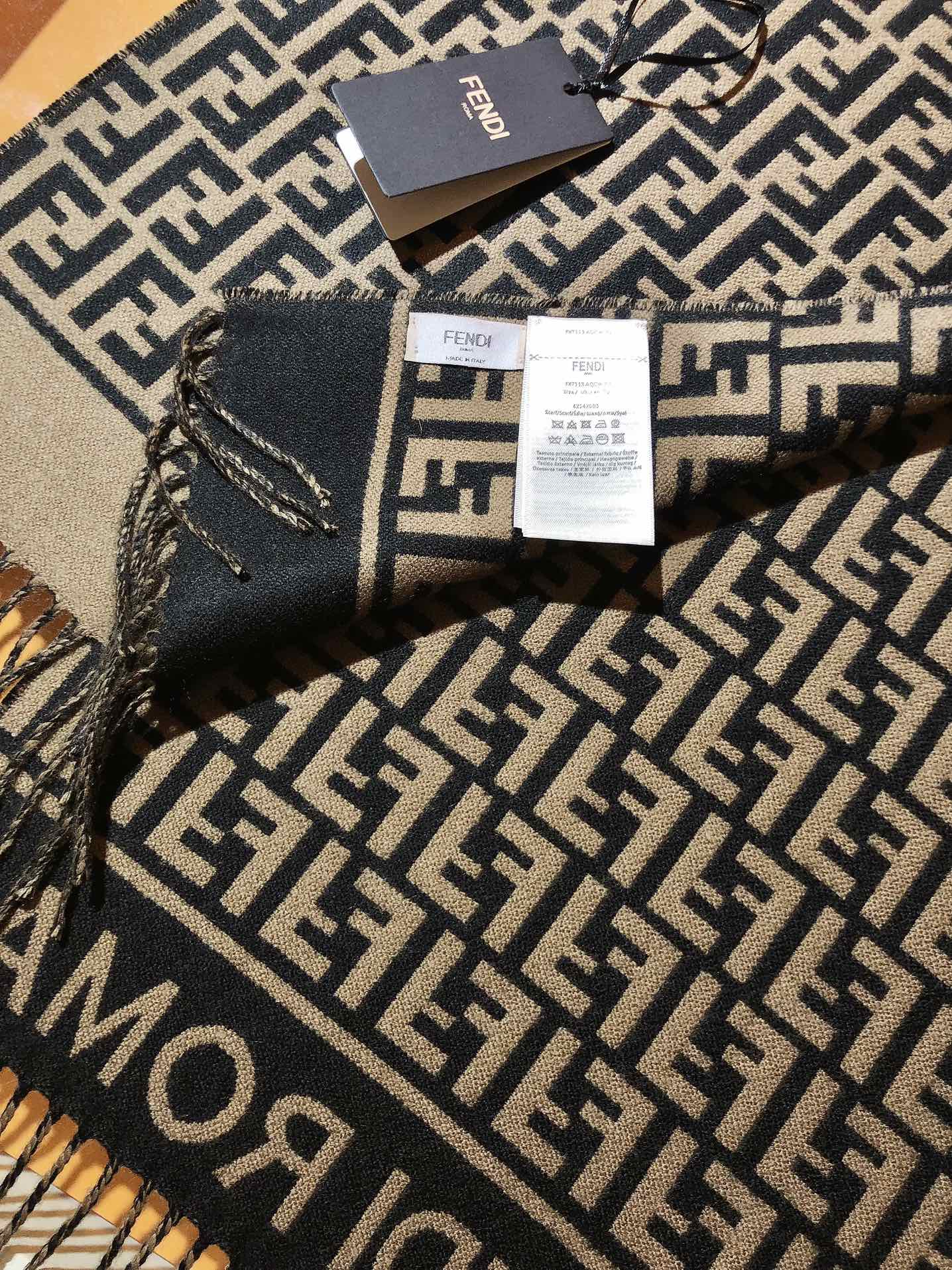 FF 200CM Scarf Brown Wool Cashmere 103254