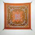 HM Eperon d'Or bandana Scarf 90x90 Orange Colorful Twill Silk 202550