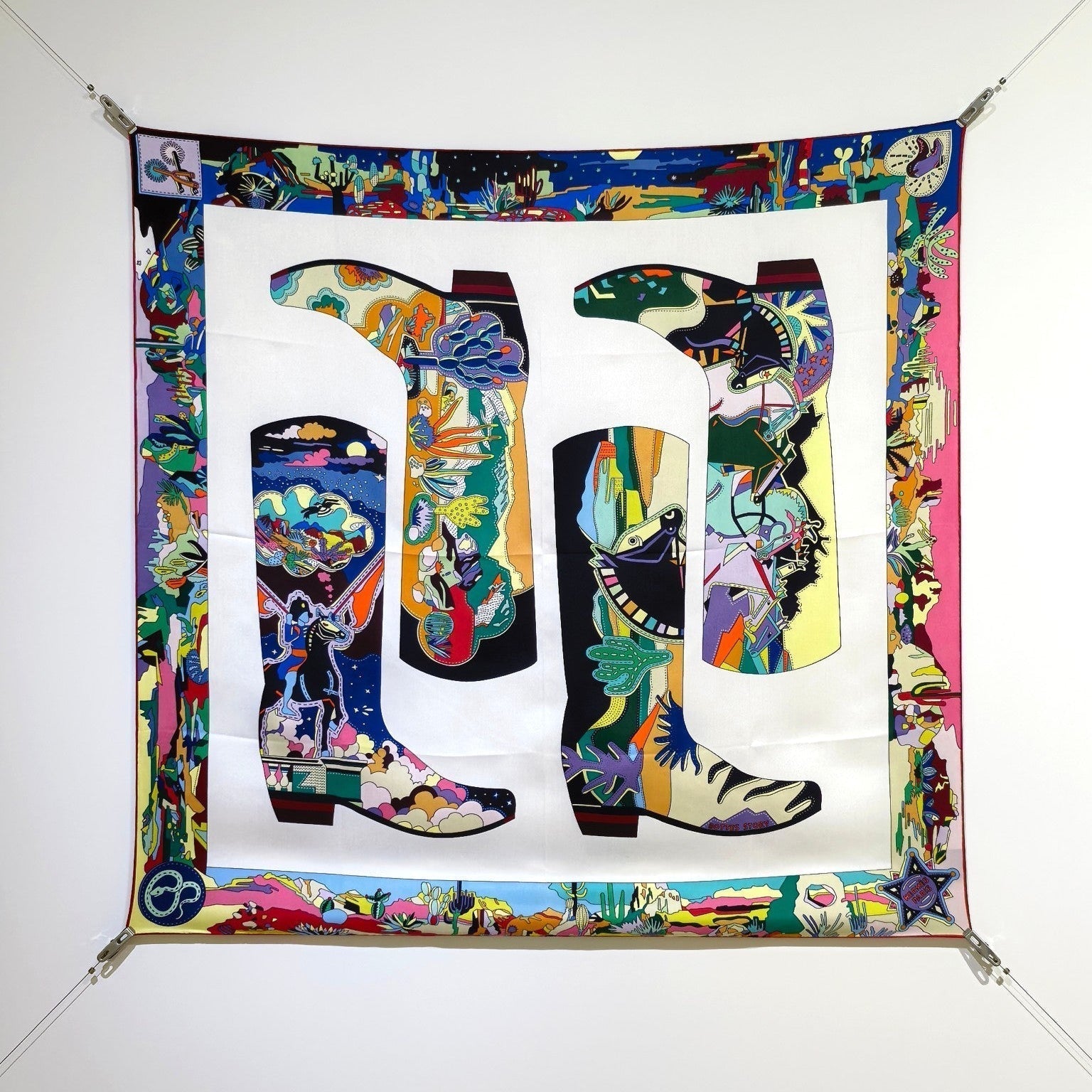 HM The Story 90 CM White Colorful Cashmere and Silk 293064