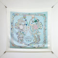 HM 26s 90 Double Sided Scarf Light Blue White Colorful Mulberry Silk 145754