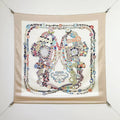 HM 26s 90 Double Sided Scarf Beige White Colorful Mulberry Silk 145755