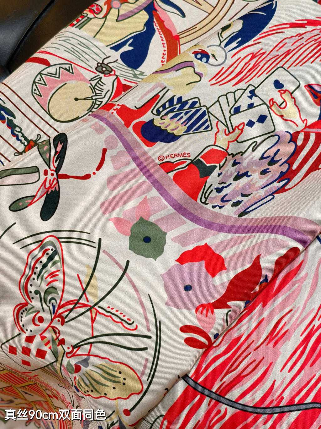 HM Emile et une Nuit Scarf 90x90 Pink Colorful Twill Silk 202553