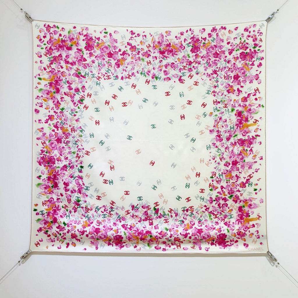 CC 25 Scarf 90CM In White Pink Colorful Cashmere 293050