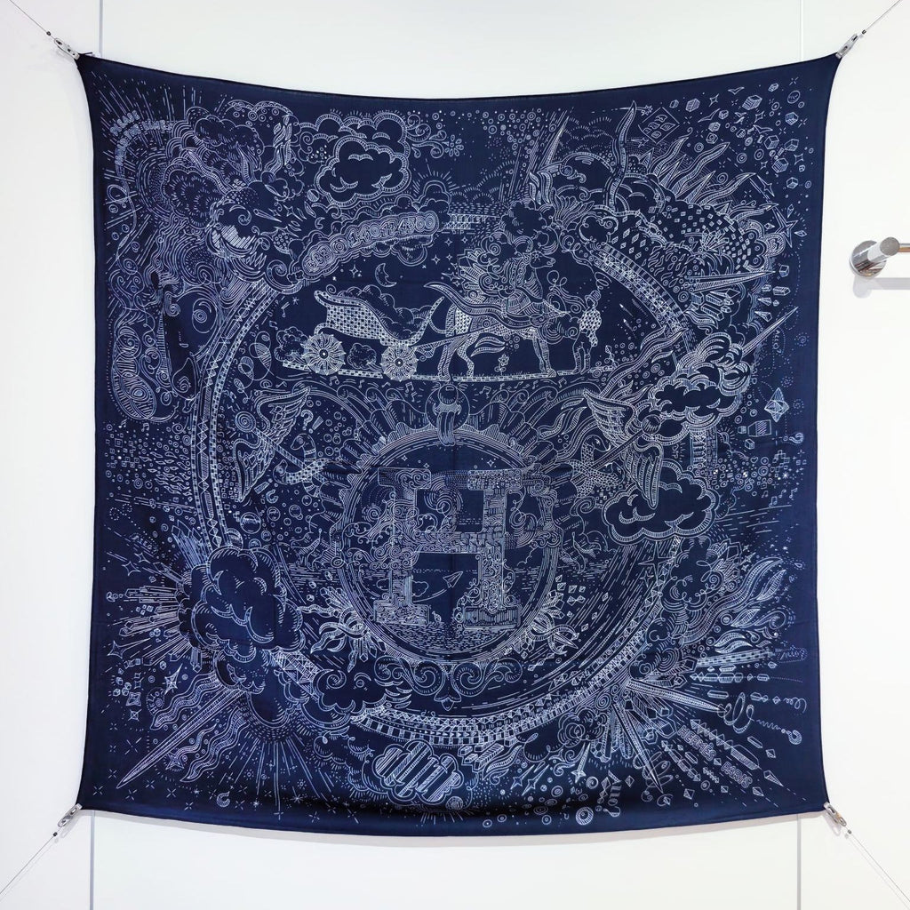 HM Connecting 140 CM Night Blue Colorful Cashmere and Silk 293095