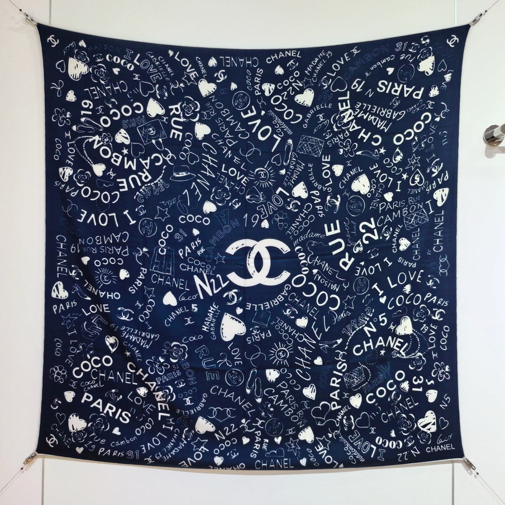 CC 25 Scarf 140CM Dark Blue Colorful Cashmere 293080