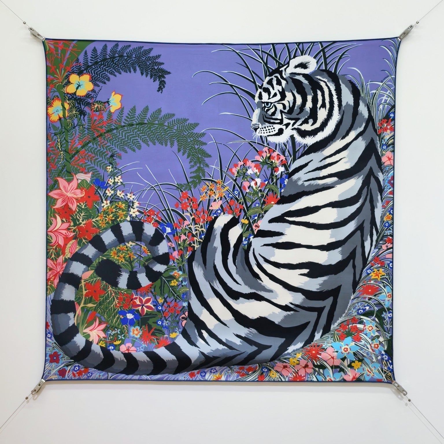 HM Tiger in Full Bloom 90 CM Light Purple Colorful Cashmere and Silk 293066