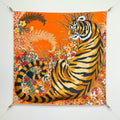 HM Tiger in Full Bloom 90 CM Orange Colorful Cashmere and Silk 293068