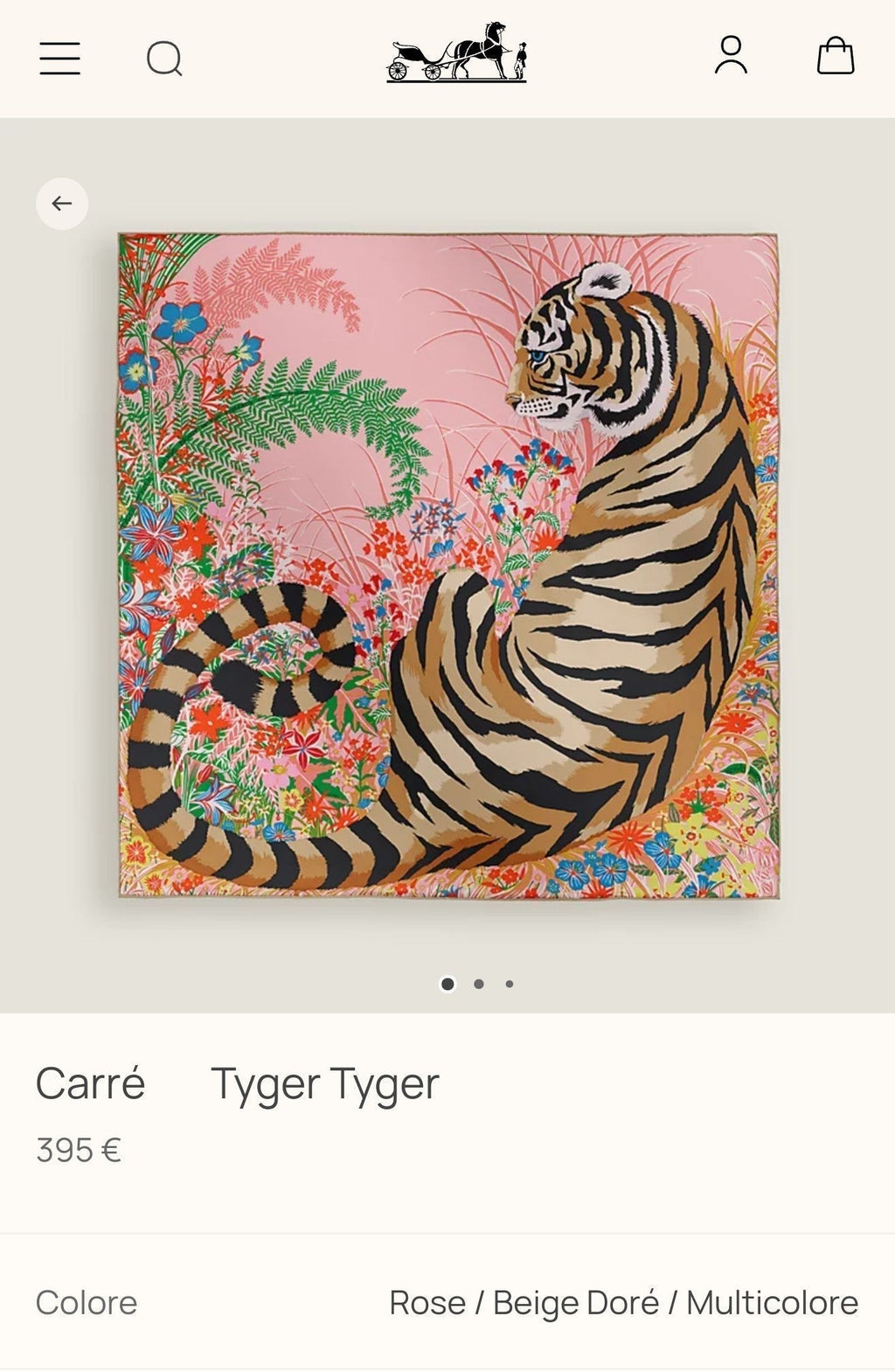 HM Tiger in Full Bloom 90 CM Pink Colorful Cashmere and Silk 293069
