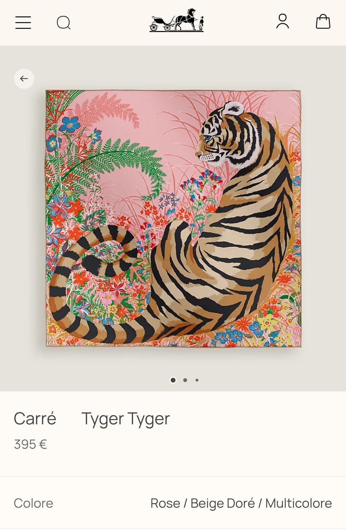 HM Tiger in Full Bloom 90 CM Pink Colorful Cashmere and Silk 293069