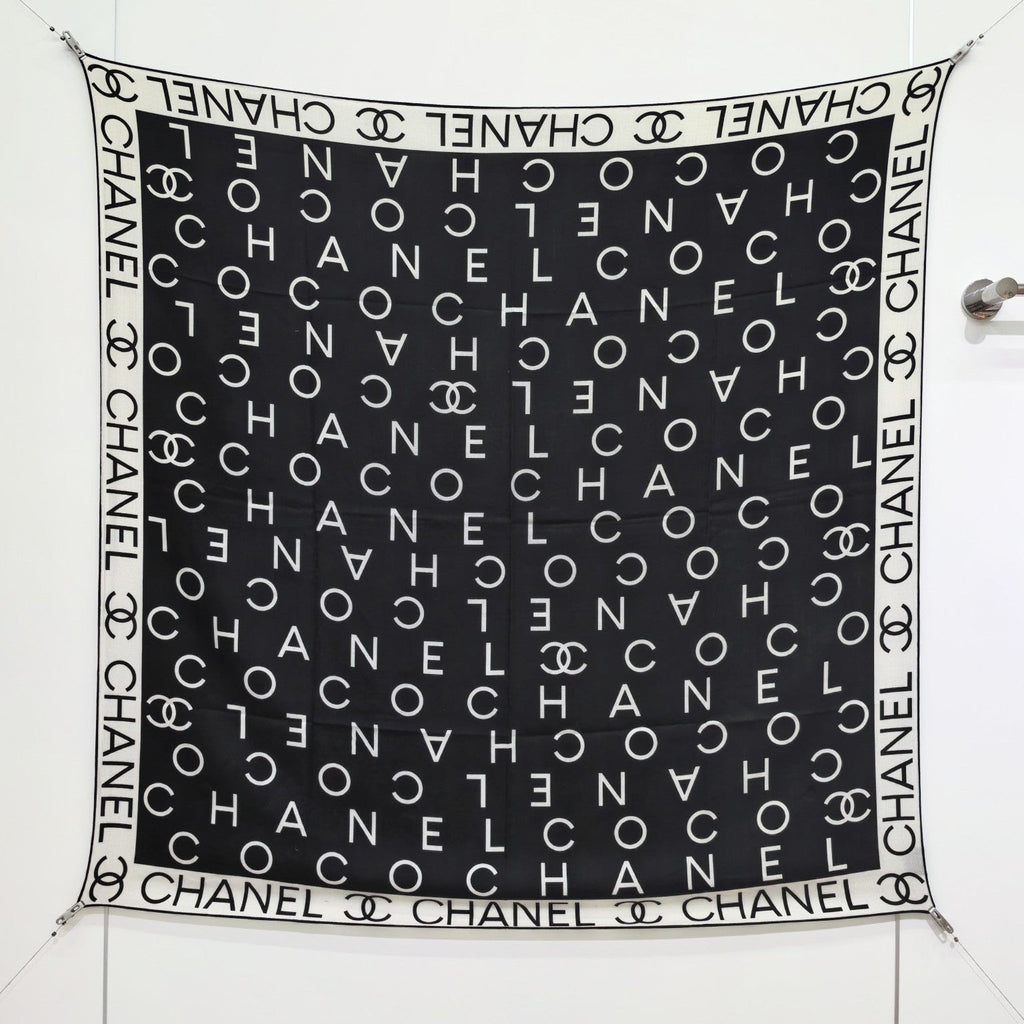 CC 25 Scarf 140CM White Black Cashmere 293084
