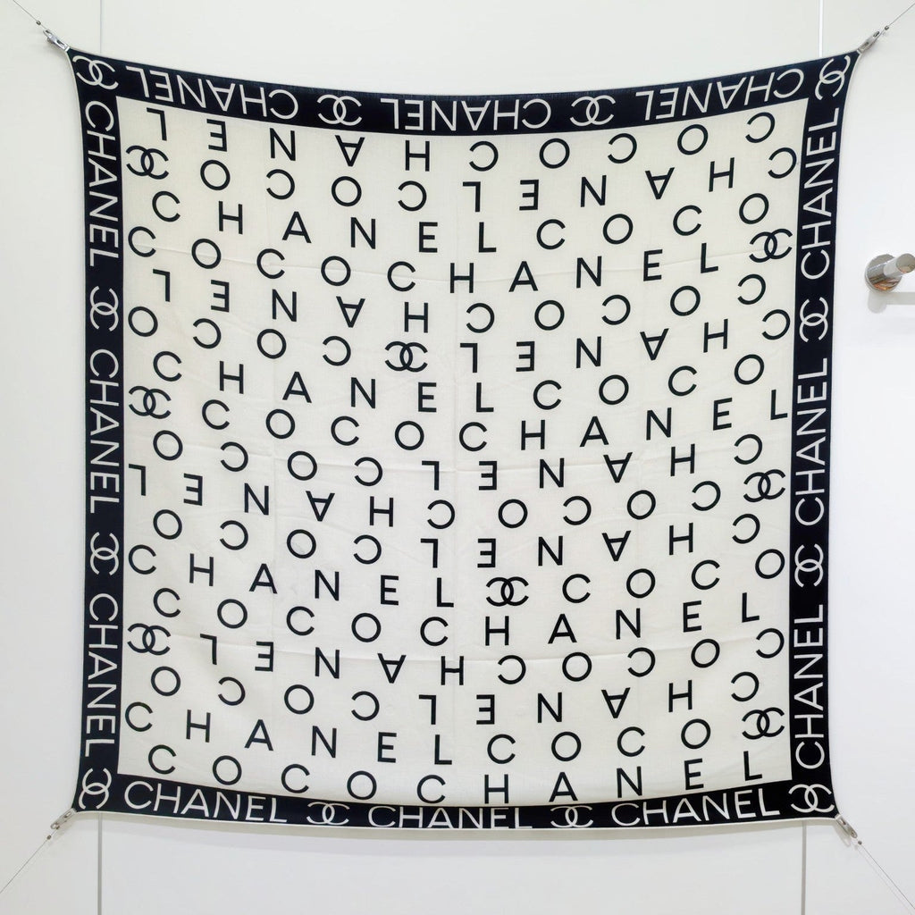 CC 25 Scarf 140CM White Black Cashmere 293085