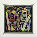 HM Tresse Scarf 90x90 Black Colorful Twill Silk 198472