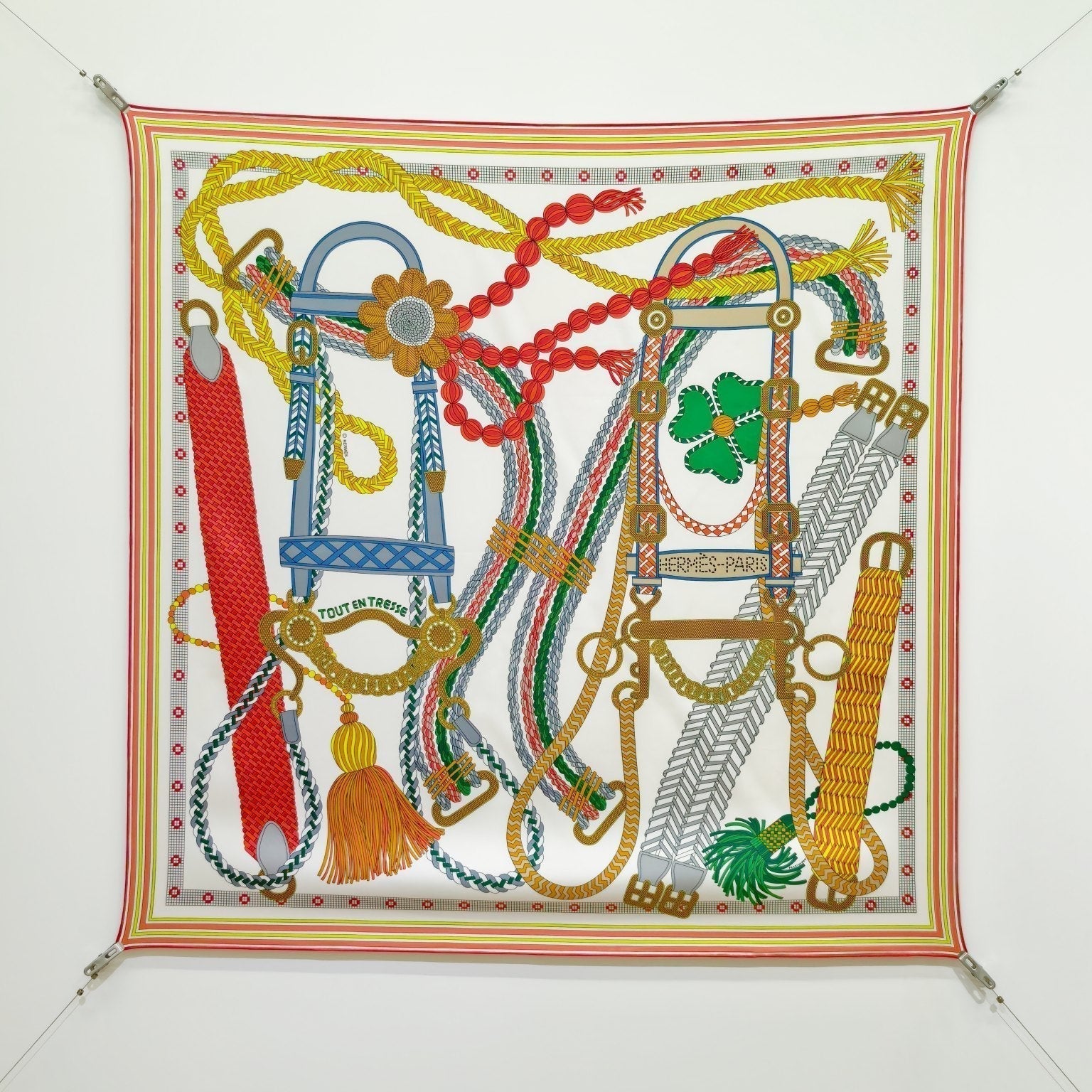 HM Tresse Scarf 90x90 Ivory Colorful Twill Silk 198471