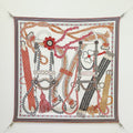 HM Tresse Scarf 90x90 White Colorful Twill Silk 198469