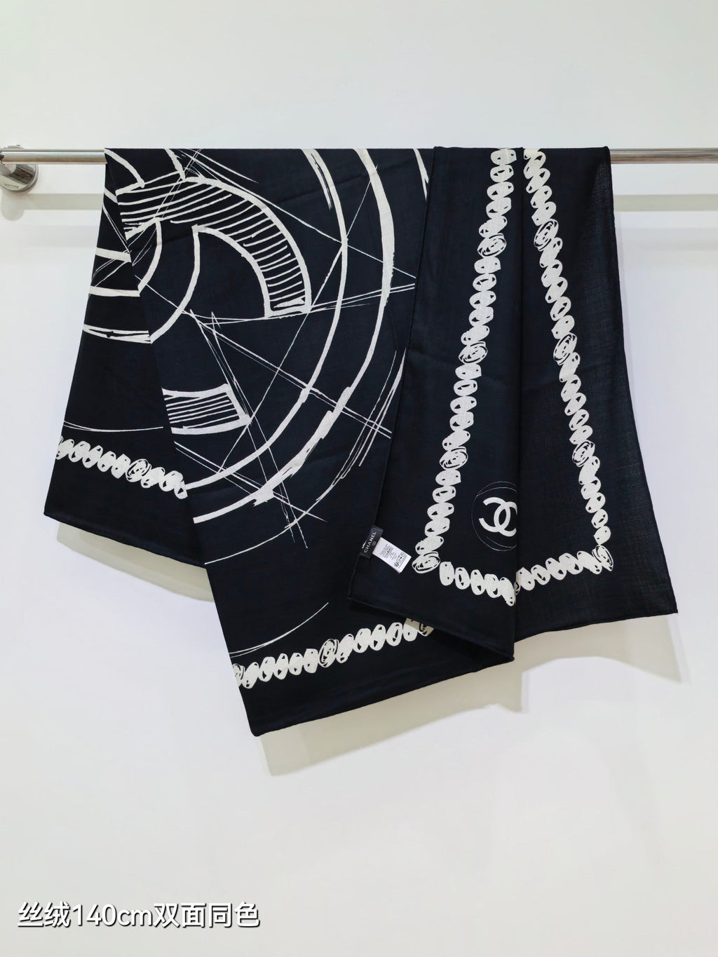 CC 25 Scarf 140CM Black Cashmere 293086