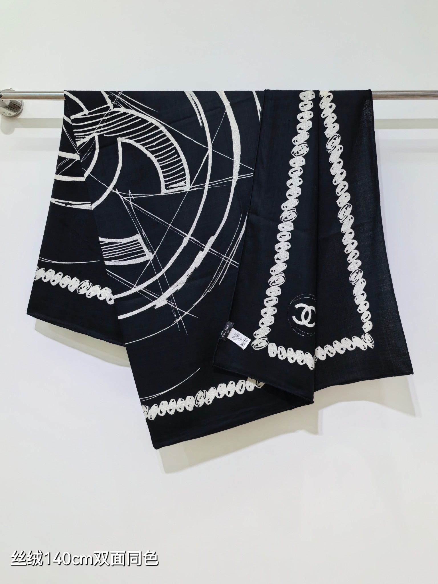 CC 25 Scarf 140CM Black Cashmere 293086