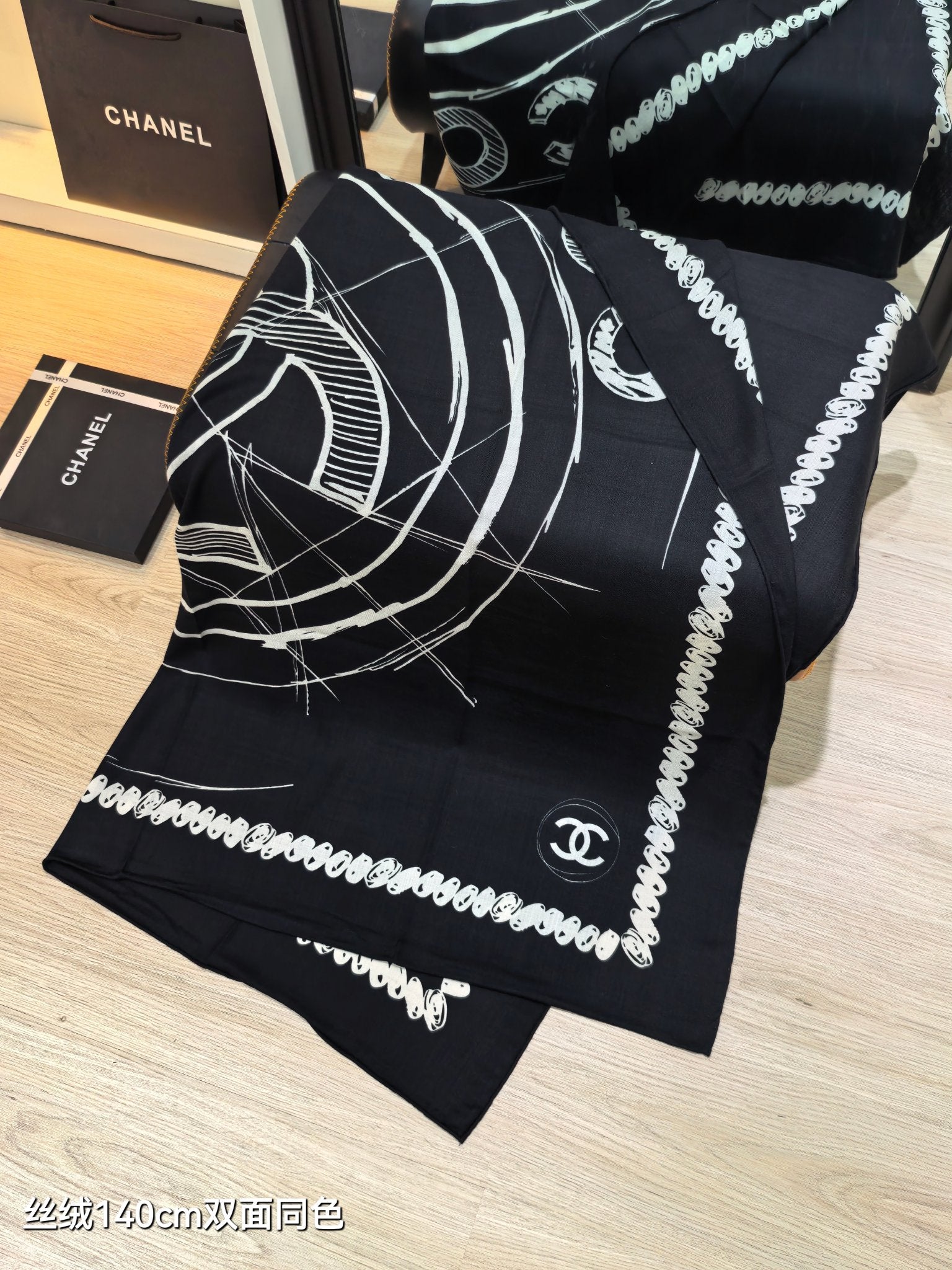 CC 25 Scarf 140CM Black Cashmere 293086
