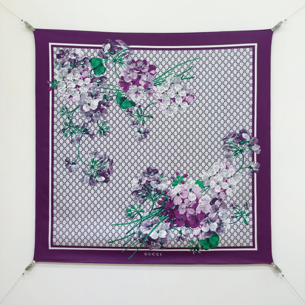 GG Double-Sided Floral 90x90cm Purple Colorful Twill Silk 194446