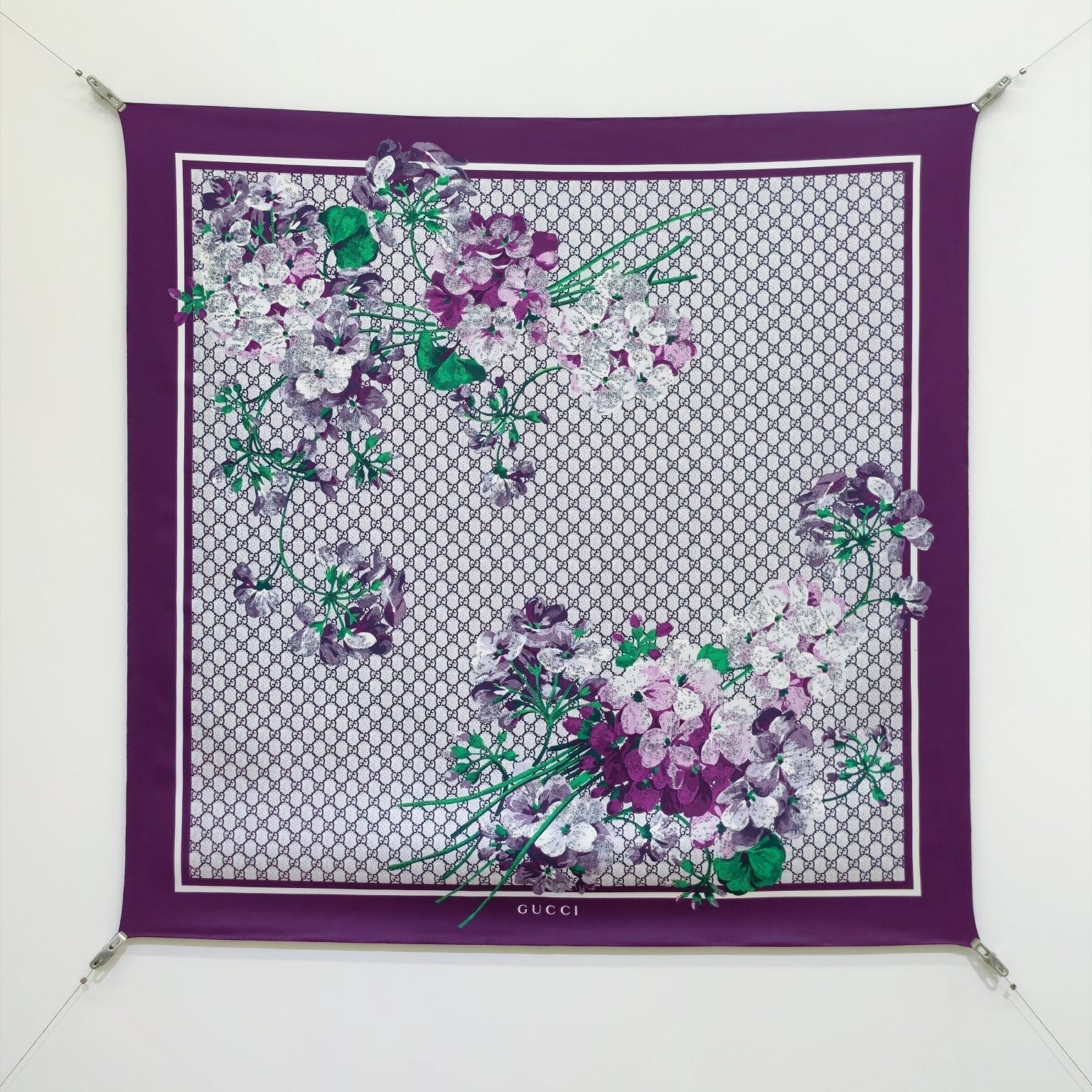 GG Double-Sided Floral 90x90cm Purple Colorful Twill Silk 194446