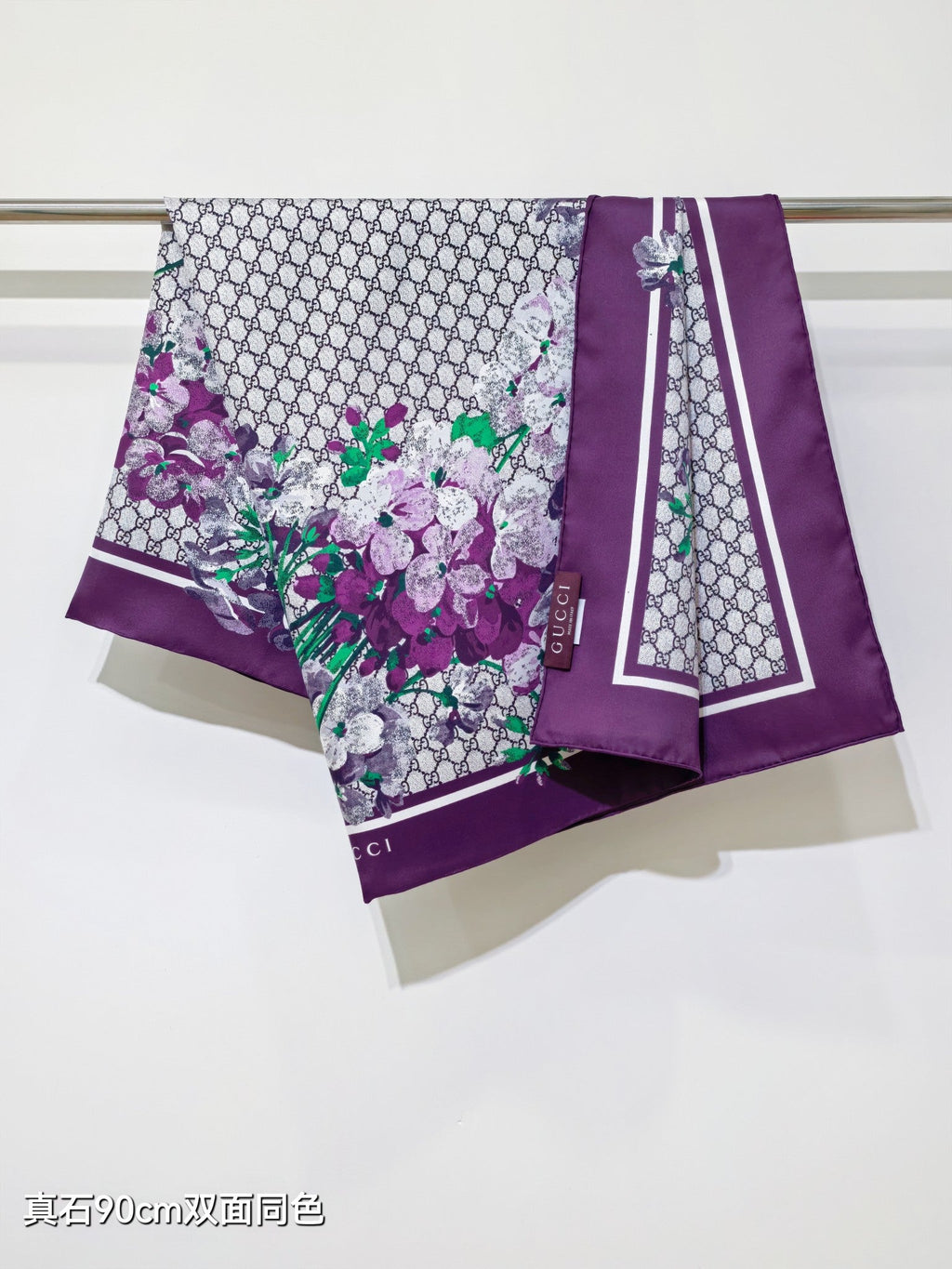 GG Double-Sided Floral 90x90cm Purple Colorful Twill Silk 194446