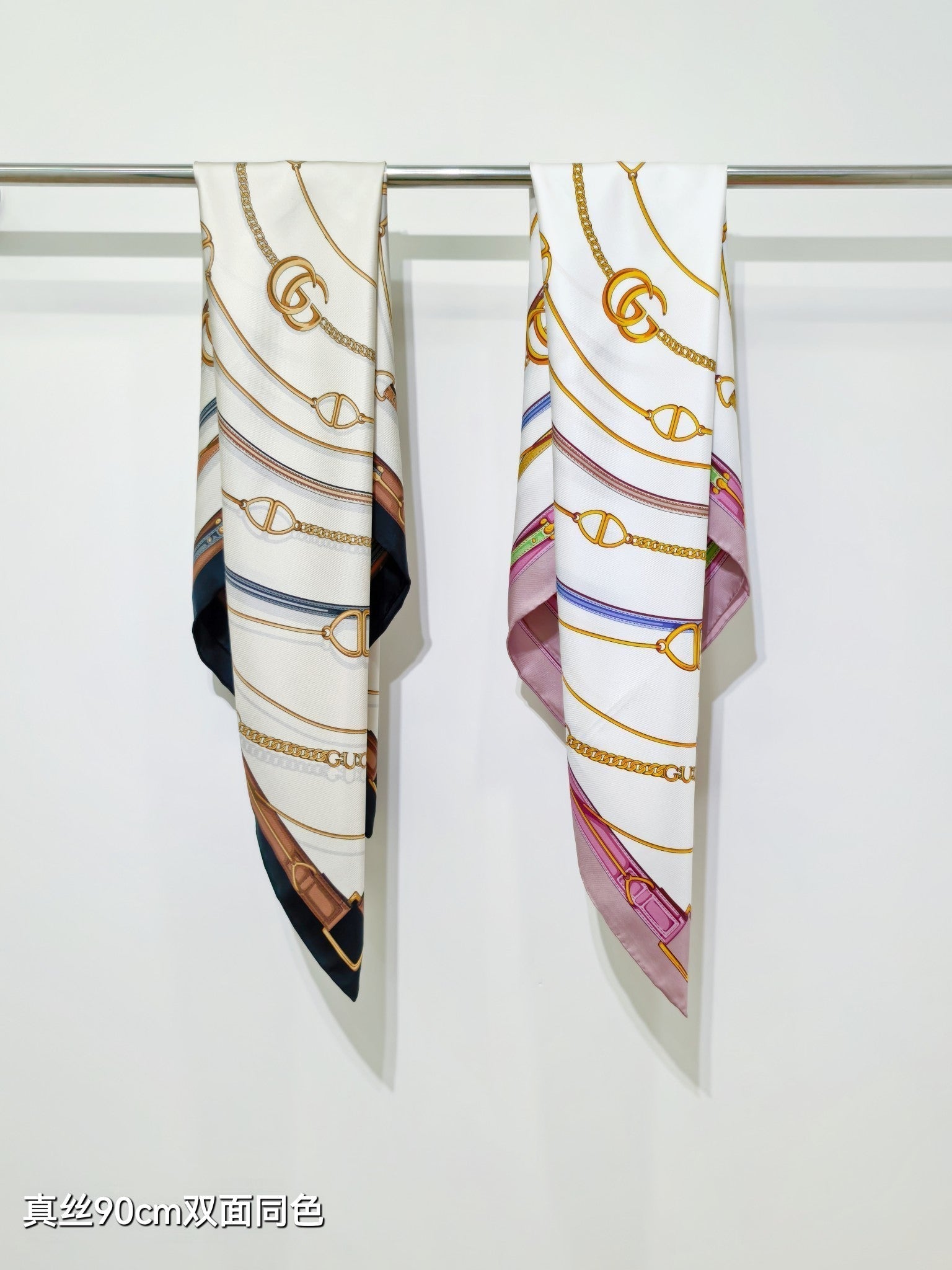 GG Belt Print Cashmere Ivory Black Silk 145790