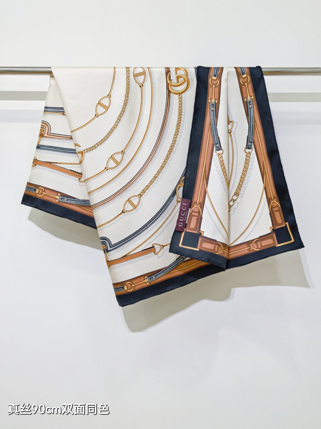 GG Belt Print Cashmere Ivory Black Silk 145790