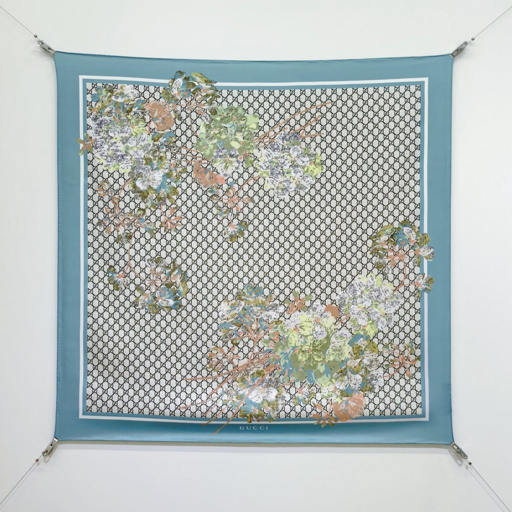 GG Double-Sided Floral 90x90cm Blue Colorful Twill Silk 194450