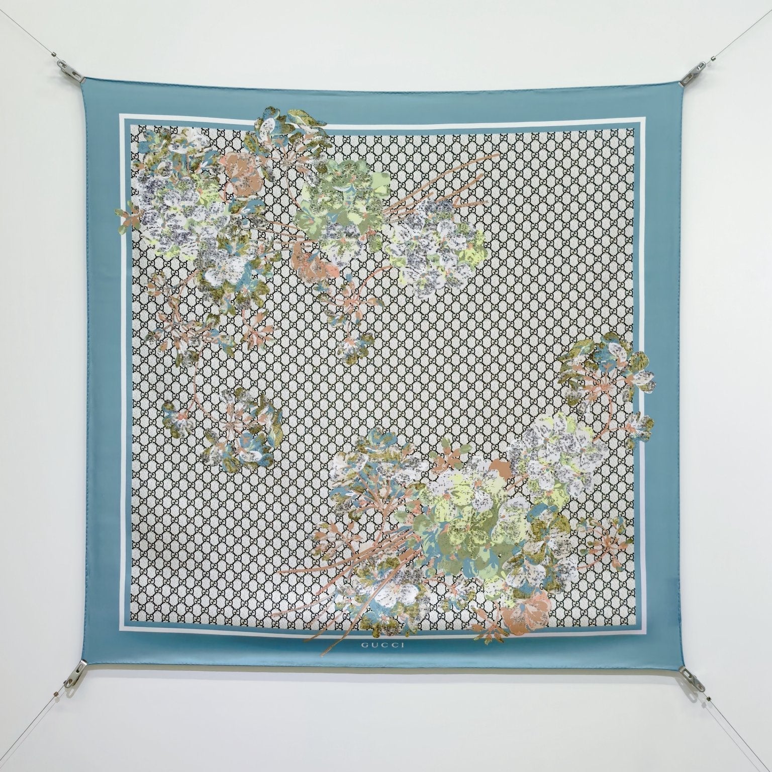 GG Double-Sided Floral 90x90cm Blue Colorful Twill Silk 194450