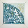 HM Sous le Charme d'Orphee Detail Scarf 90 Blue Colorful Twill Silk 194442