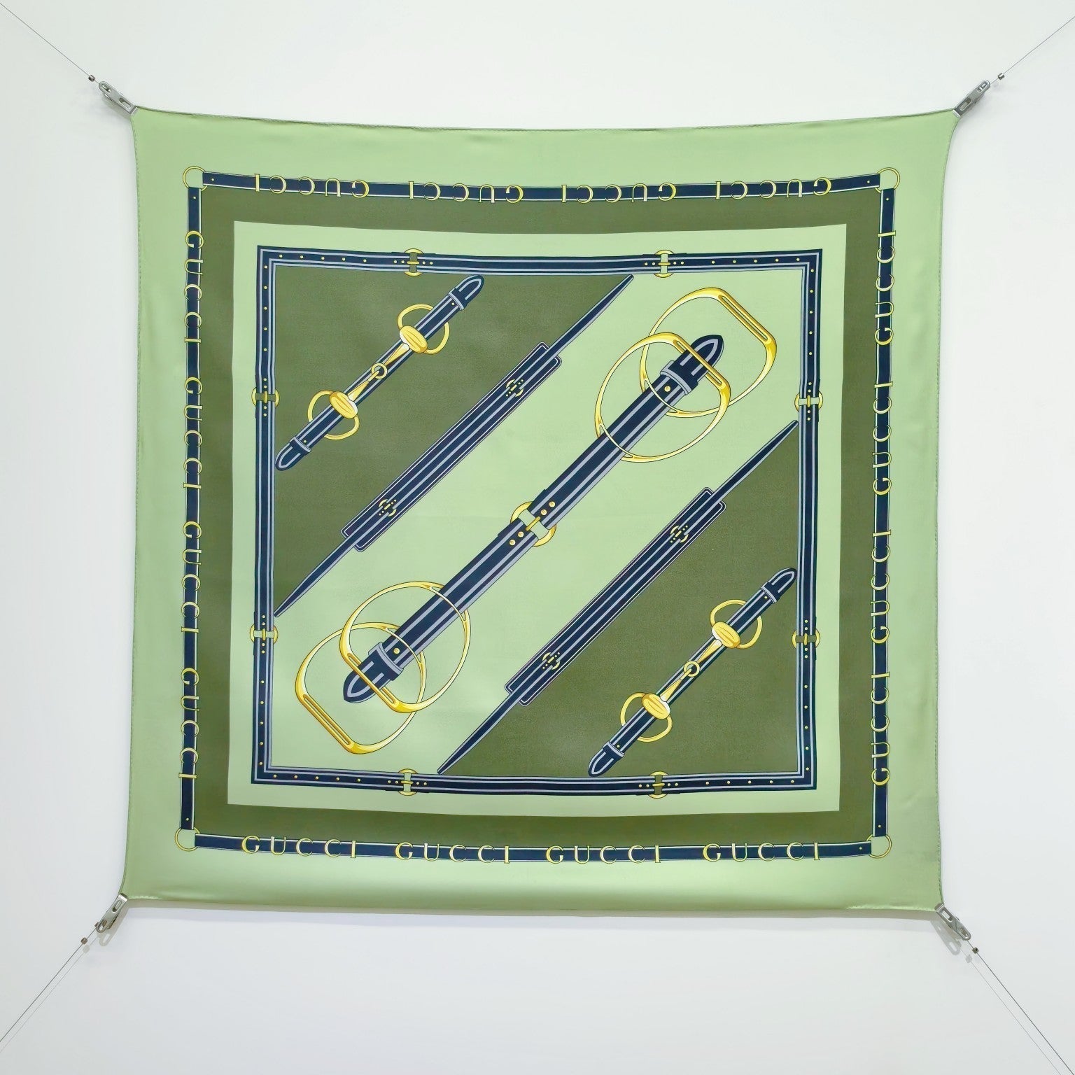 GG Double-Sided 90x90cm Green Colorful Twill Silk 194451