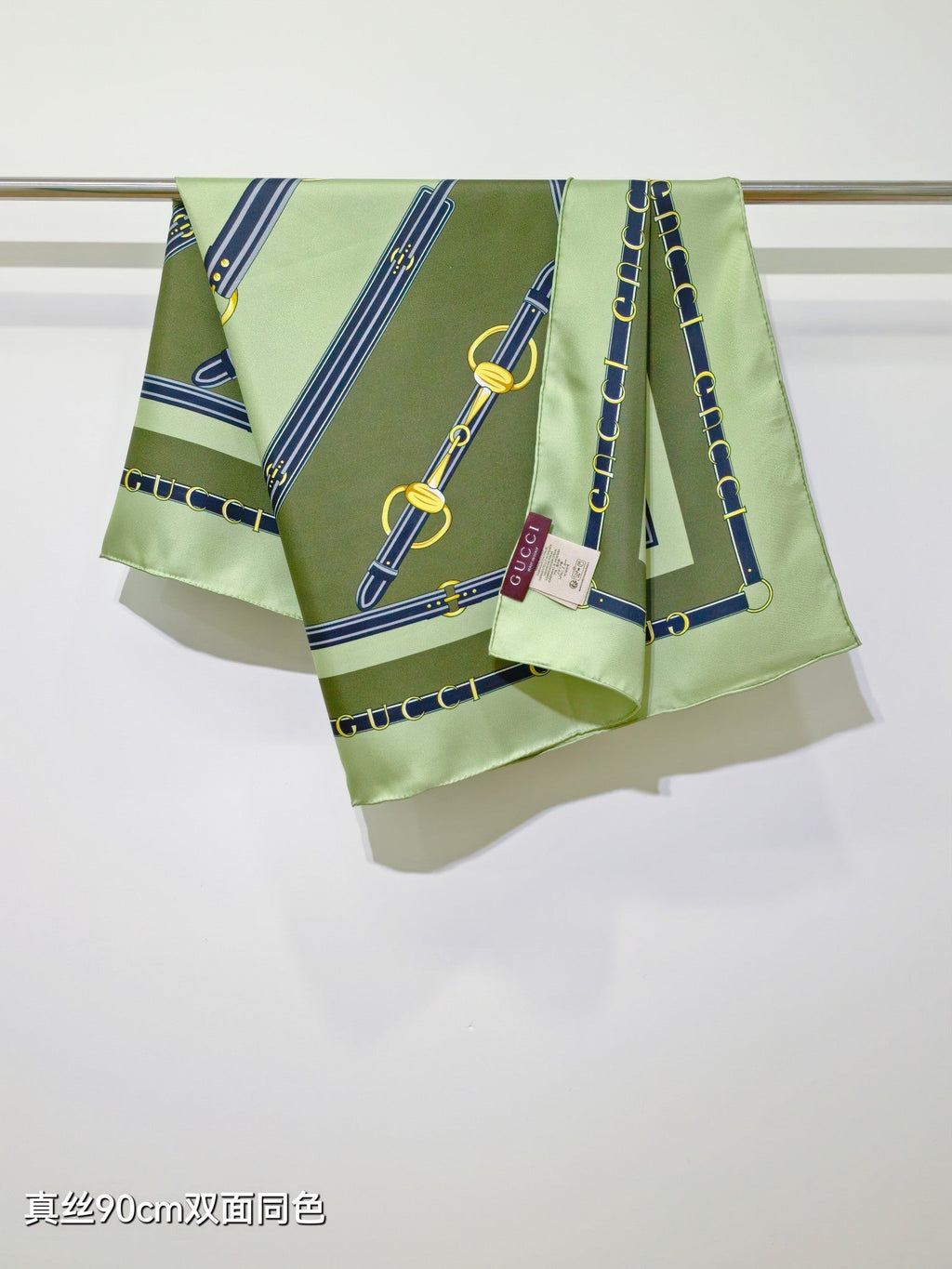 GG Double-Sided 90x90cm Green Colorful Twill Silk 194451