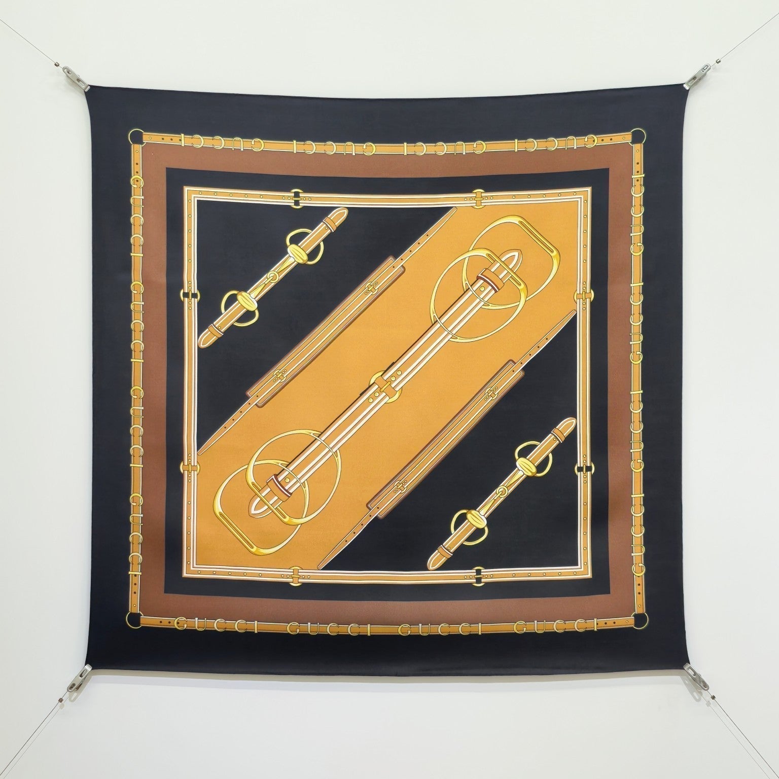 GG Double-Sided 90x90cm Brown Colorful Twill Silk 194452