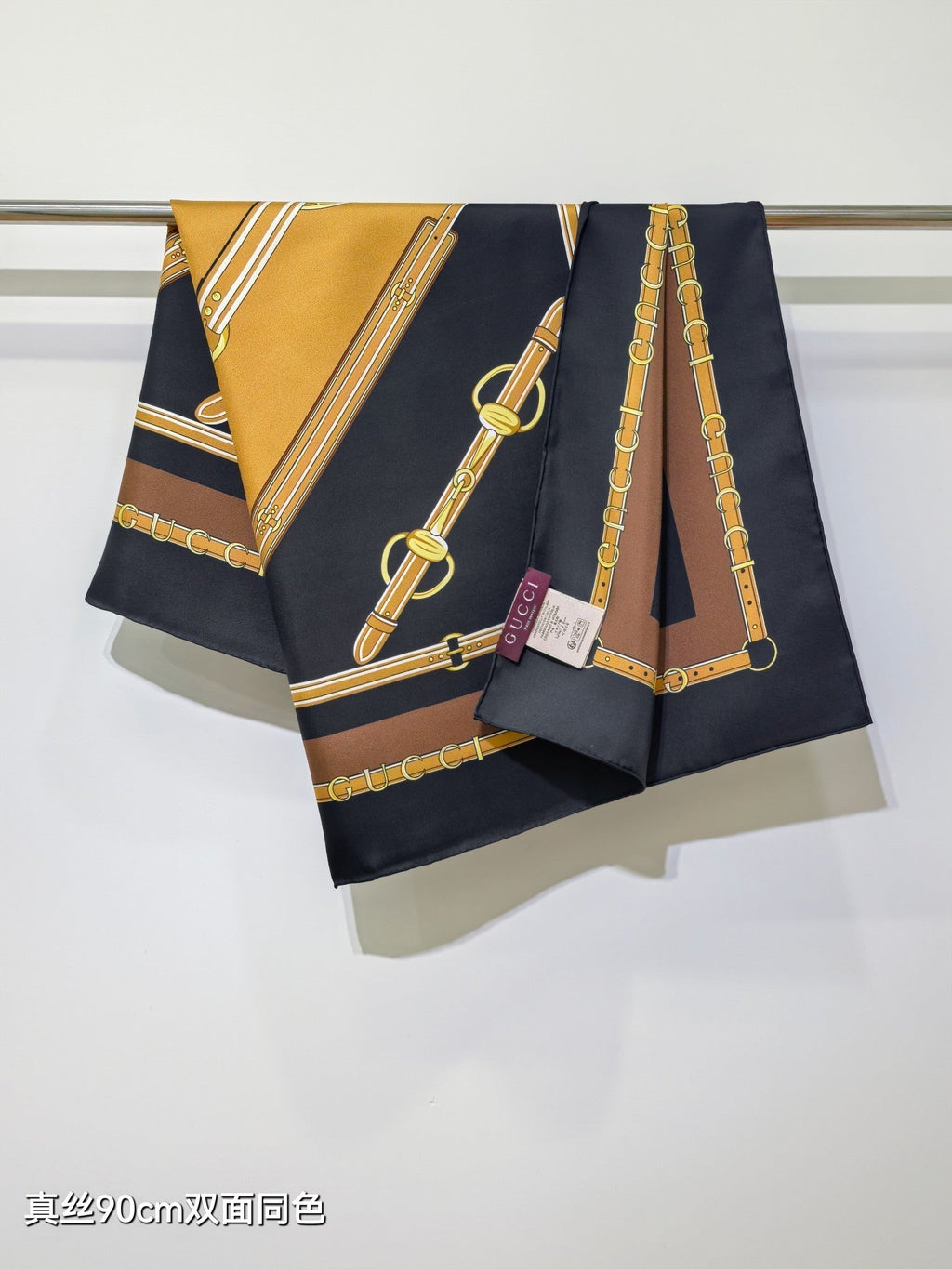 GG Double-Sided 90x90cm Brown Colorful Twill Silk 194452