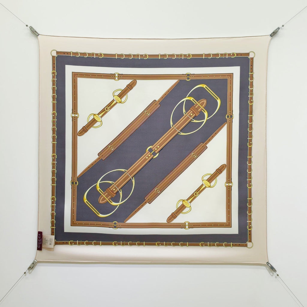GG Double-Sided 90x90cm White Colorful Twill Silk 194453