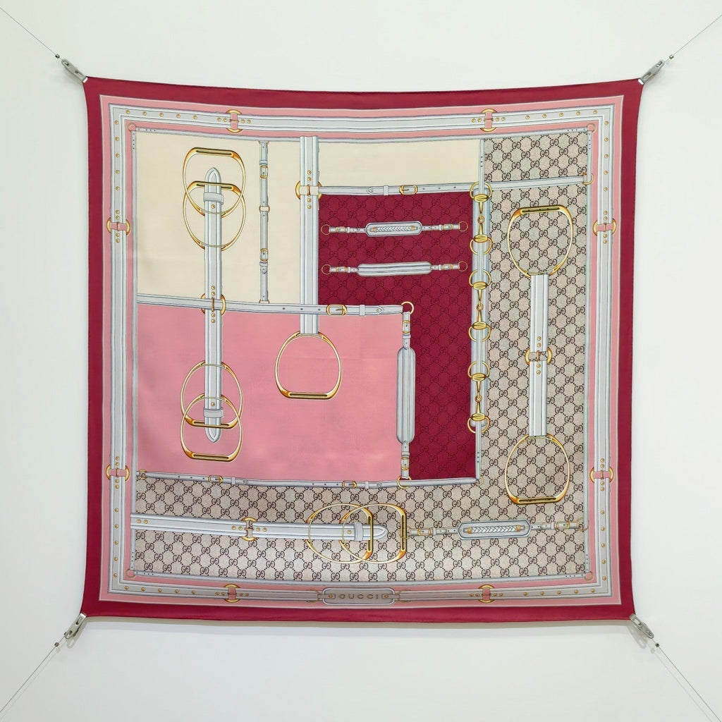 GG Double-Sided 90x90cm Red Colorful Twill Silk 194455