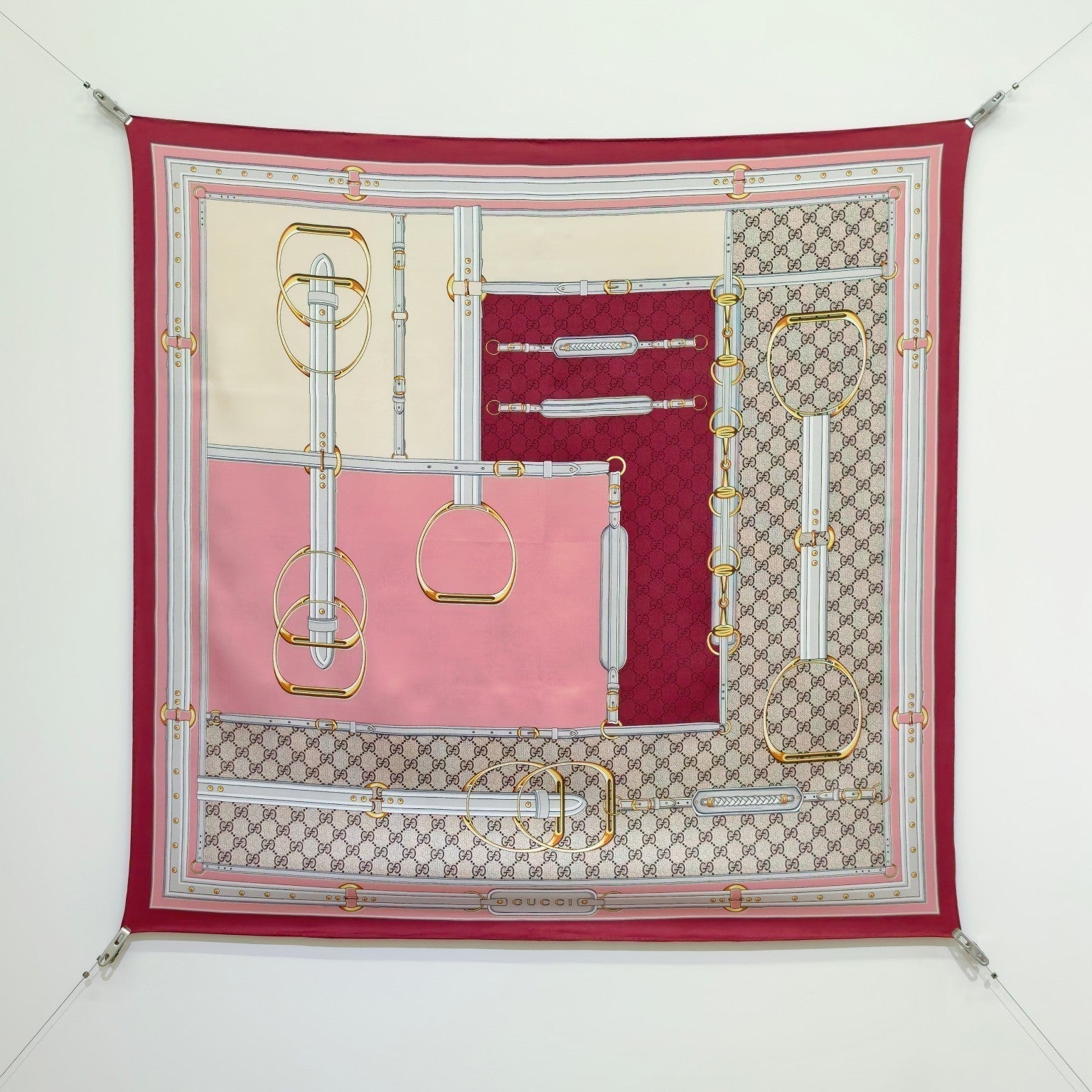GG Double-Sided 90x90cm Red Colorful Twill Silk 194455